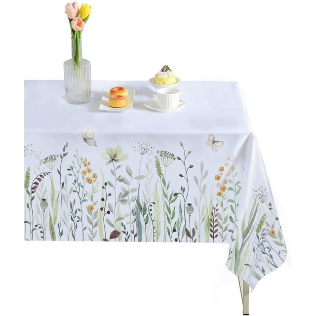Nappe Intérieure Extérieure en Tissu Polyester Résistant aux Taches et aux Plis, Nappe Florale, Essuyable, Housse de Table Décorative pour Table à Manger, Buffet, Fête (Floral B, 60 Pouces X 84 Pouces Rectangulaire)
