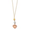 thumbnail image 1 of 14K Tri Couleur Or Tri-Couleur Ropa Diamant Taillé Perles et Coeur W / 2in Ext Collier 16 Pouces, 1 of 2