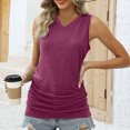 thumbnail image 4 of Timegard Summer Tank Tops for Women V-Neck Sleeveless Side Ruched Comfy Casual Tunic Tops Basic Tee Shirts, 4 of 7