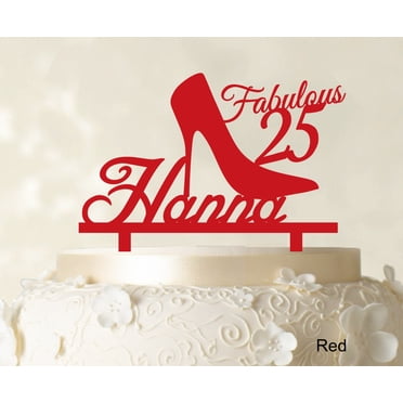 Custom Birthday Cake Topper Personalized Red Cake Topper Color Option Available 5-7 Inches Wide