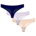thumbnail image 1 of Srobpty Culottes String Taille Basse pour Femmes, 3 Pcs String d'Été Sans Coutures Respirant Taille Basse sous-Vêtements pour Femmes, 1 of 2