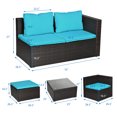 thumbnail image 2 of Costway 4PCS Patio Rattan Furniture Set Loveseat Chair Cushioned Steel Frame Garden Yard, 2 of 9