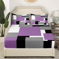 thumbnail image 3 of Erosebridal Purple Geometric Queen Sheet Sets, Rectangle Bedding Queen Size, Abstract Room Decor 4pcs, 3 of 7