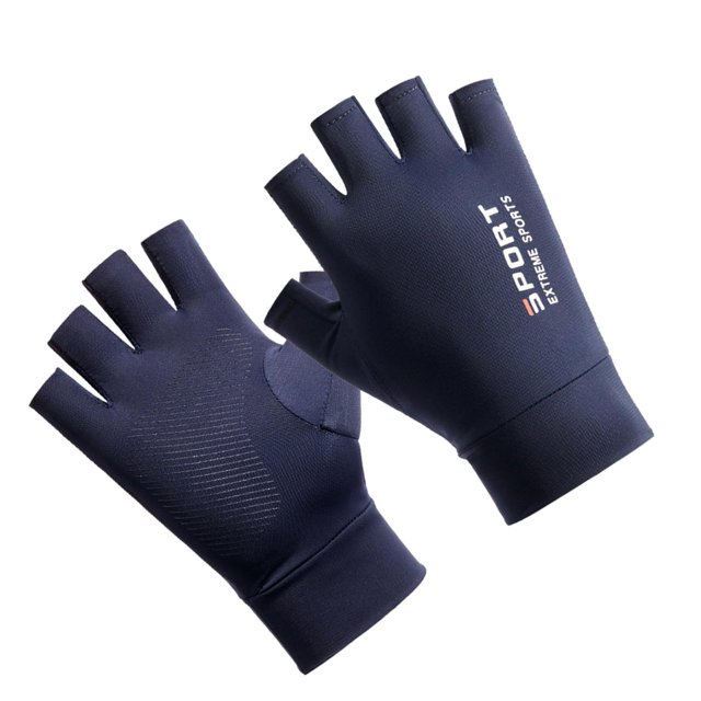 Women Men Summer Gloves Protection Cool Thin Breathable half finger blue