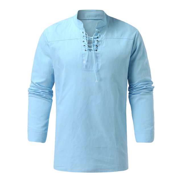 Chemises Hommes Mode Rétro Couleur Unie Col en Dentelle Chemise Décontractée Ample