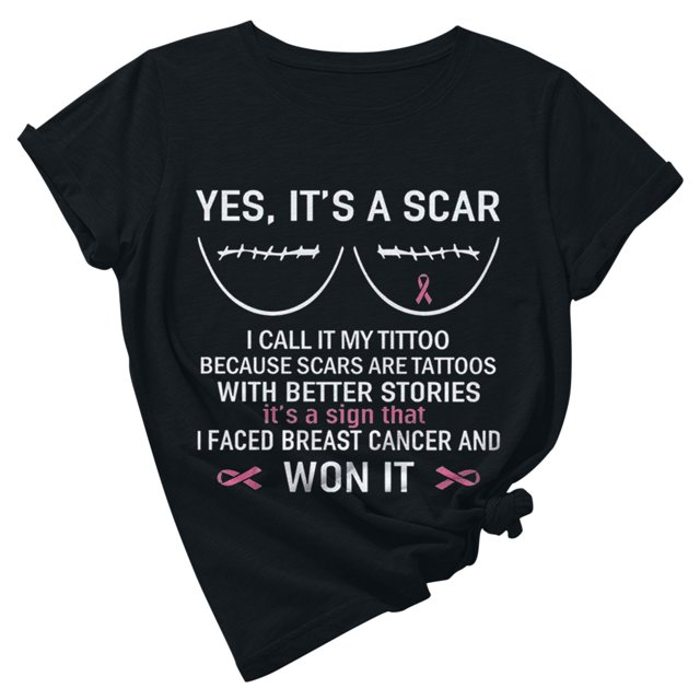 TIMIFIS Breast Cancer Awareness Pink Ribbon T-Shirt for Women Breast Cancer Shirts Work Tops Short Sleeve Out Blouse Breast Awareness Letter Print Shirt T-Shirt Tops In OctoberFall