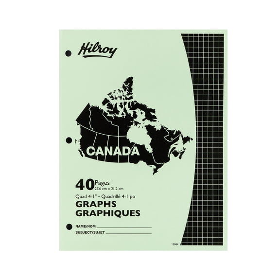 Hilroy® Cahier d'exercices Canada, quadrillé 4-1'', vert