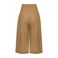 thumbnail image 5 of Pantalon Court en Lin Femme Jambe Droite Coupe Jambe Taille Junior Polyester Lin Pantalon Court Pantacourts Style C-20 Jaune G, 5 of 5