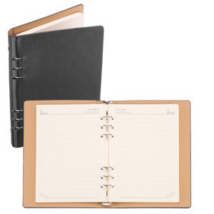 REGALWOVEN 6 Couvre-bête, A5 Carnet de notes en cuir Binder Loose Leaf Planner avec 80 Feuilles Papier, noir