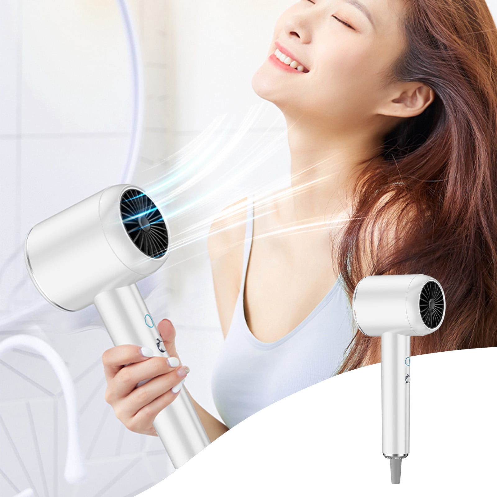 Dvkptbk Negative Ionic Hair Dryer with Concentrator, Expertise Portable Hair Dryers for Women Curly Hair,Constant Temperature Hair Care without Damaging Hair Blow Dryer Home Essentials
