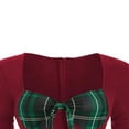 thumbnail image 3 of Women‘s Spring Autumn Patchwork Dress Long Sleeve Square Neck Plaid Zipper A-Line Dress, 3 of 5