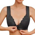 thumbnail image 3 of Tumotour 2PC Front Closure Bra for Women No Underwire Comfort Lace Wide Shoulder Strap Bra Full Coverage Seamless Soft Convenient Front Button Bras for Senior Everyday Life Sleep Walking Work, 3 of 4