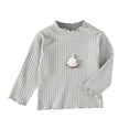 thumbnail image 2 of Cowsor Girls Soft Ribbed Peter Pan Collar Bow T-Shirt Sweet and Ribbed Knit Casua Cute Tops, 2 of 7