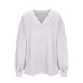 thumbnail image 5 of MeetoTime Oversized Long Sleeve Pullover for Women Fall Trendy V-Neck Loose Solid Color Sweatshirt Tops, 5 of 5