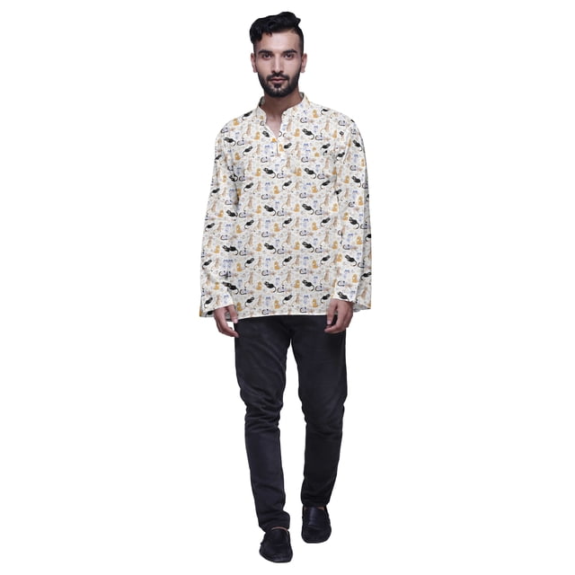Atasi Cotton Ethnic Short Kurta For Boys Printed Party Wear Kurta For Men