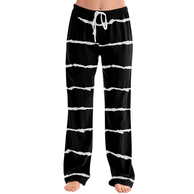 fatyb Lounge Pants for Women Printed Pajama Pants with Drawstring Womens Comfortable Wide Leg Pants