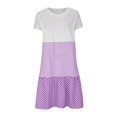 thumbnail image 4 of CHUANK Robes en Lin pour Femmes Été Grande Taille Manches Courtes Col en V Longueur Genou Robe Ample Décontractée Confortable Robe de Plage Soldes de Liquidation 2024, 4 of 7