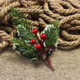 thumbnail image 2 of Red Berry Stem Christmas Artificial Flower Plant Faux Pine Picks Fake Tree Ornaments  Party Gift Wrapping Decor, 2 of 11