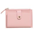 thumbnail image 1 of Trayknick Women Wallet Multi Card Slot Smooth Zipper Faux Leather Small Size Fine Texture Short Wallet for Shopping Pink, 1 of 13