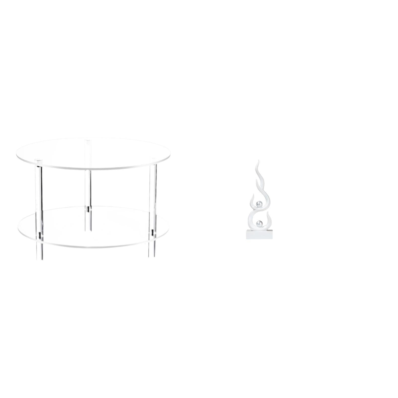 Siruishop Clear Acrylic Side Table End Table Compact for Drink NightStand Bedside Furniture Easy Assembly for Living Room Bathroom Home Abstract Fire Statue Resin Flame Figurine Desktop