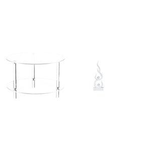 Siruishop Clear Acrylic Side Table End Table Compact for Drink NightStand Bedside Furniture Easy Assembly for Living Room Bathroom Home Abstract Fire Statue Resin Flame Figurine Desktop