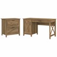 thumbnail image 1 of Bush Furniture Key West 54W Computer Desk with Storage and 2 Drawer Lateral File Cabinet in Linen White Oak, 1 of 6
