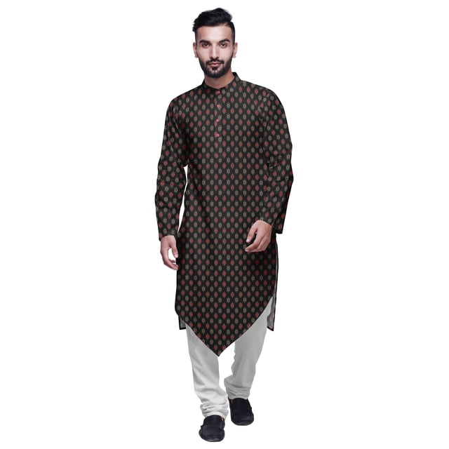 Atasi Kurta à Manches Longues de Designer pour Garçons, Kurta Décontractée Imprimée en Coton Flex