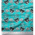 thumbnail image 1 of Soimoi Polyester Crepe Fabric Leaves & Floral Block Printed Fabric 1 Yard 42 Inch Wide, 1 of 3
