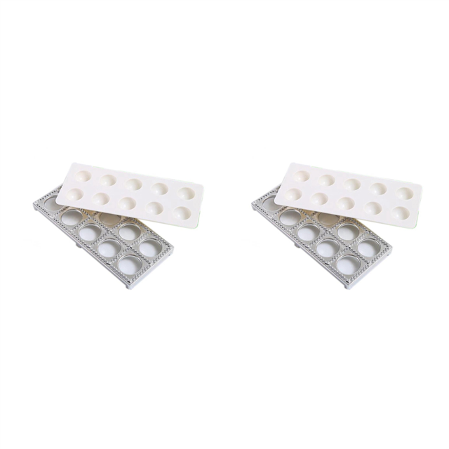 2X Italian Pasta Mold Ravioli Tray Plate Pin Square Edges for Perfect Attachment And Shape Ravioli Maker