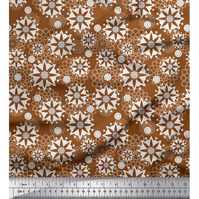 Soimoi Tissu Poly Georgette Tissu Imprimé Mandala Floral 1 Yard 52 Pouces de Large