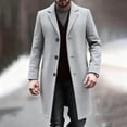 thumbnail image 2 of Lovzfmll Men's Wool Trench Coat Notched Lapel Button Front Pockets Long Gray, L, 2 of 8