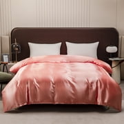 YYV Silk-Like Duvet Cover 80x90 in Luxury Satin Feel Zipper Closure Smooth Breathable Hypoallergenic Hotel-Style Bedding Soft Easy Care Duvet Cover Set