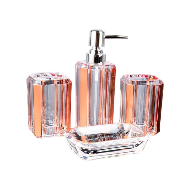 Abbracc 4x Bath Accessory Vanity Accessory Set Lotion Bottle Toilet Accessories Set Soap Rose