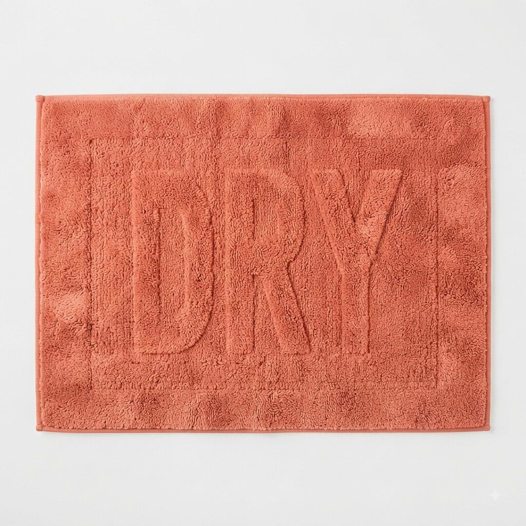 Tapis de bain corail moderne Home Decor Inc. avec inscription « DRY », 51 x 76 cm