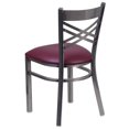 thumbnail image 2 of 2 Pk. HERCULES Series Clear Coated ''X'' Back Metal Restaurant Chair - Burgundy Vinyl Seat, 2 of 8