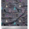 thumbnail image 1 of Soimoi Modal Satin Fabric Ghost,Skull & Witch Halloween Print Fabric by The Yard 42 Inch Wide, 1 of 3