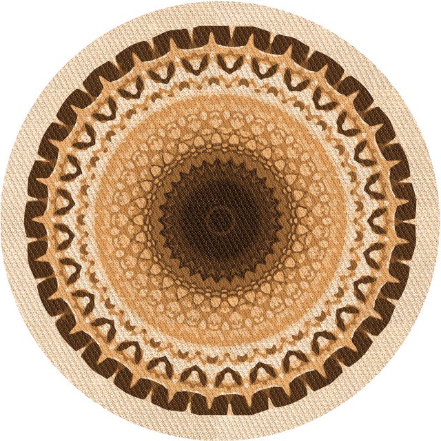 Ahgly Tapis Rond Lavable en Machine Intérieur Transitionnel Marron Or, 3 Pieds Rond