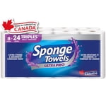 SpongeTowels UltraPRO Extra Strong & Absorbent Paper Towel, Choose-A-Size® Sheets, 8 = 24 Regular Rolls
