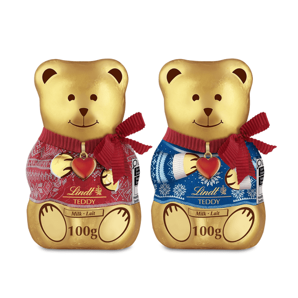 Lindt Christmas Sweater TEDDY Milk Chocolate Teddy Bear, 100 Grams
