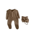 thumbnail image 1 of Timegard Newborn Onesie Unisex Infant Button Outfits Clothes Boys Girls Fleece Footies Rompers with Hat, 1 of 3