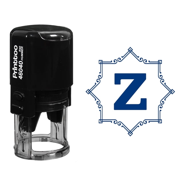 Printtoo Tampon en Caoutchouc Auto-Encriant Cadre Tourbillon Celtique Octogone Alphabet Z Monogramme Initiale R-40 Papeterie de Bureau