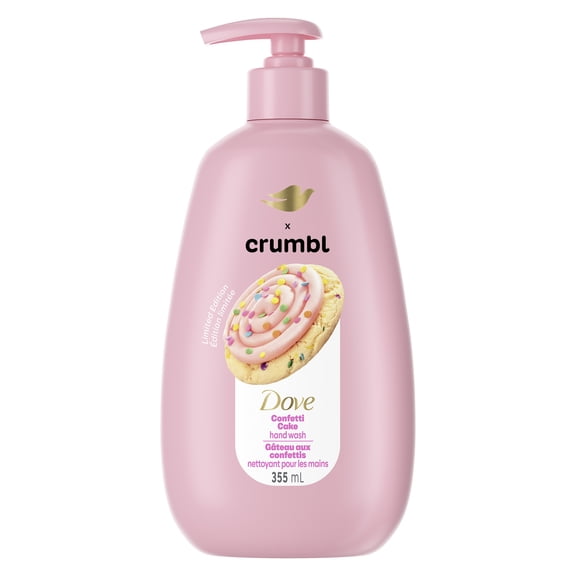 Dove Crumbl Nettoyant Liquide Hydratant pour les Mains Gâteau aux Confettis, 355 ml | Édition Limitée