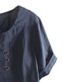 thumbnail image 4 of Leutsin Womens Plus Size O-Neck Short Sleeve Print Buttons Cotton Linen Vintage Tops, 4 of 4
