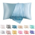 thumbnail image 1 of COM1950s Simulated Silk Pillowcase 2 Pack, 20x36 Inch Hair and Skin Care Pillow Cases with Envelope Closure, Soft Faux Silk Polyester Pillow Covers for Beauty Sleep, 1 of 9