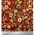 thumbnail image 1 of Soimoi Red Rayon Fabric Leaf Floral Print Fabric by Yard 56 Inch Wide, 1 of 3