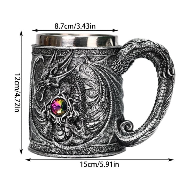 fheaev Medieval Roaring Dragonss Mug Western Mythology Dragonss Cup Beer Cup Creationary Three-dimensional Embossed Winged Dragonss Cup Creationary Dragonss Coffee Cup