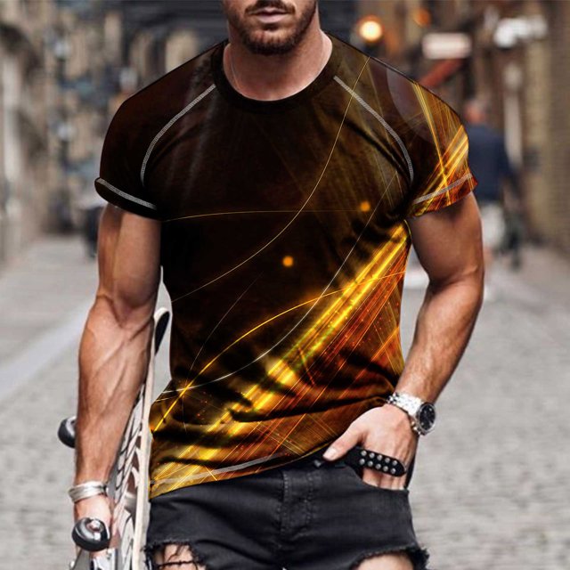 EGNMCR T-Shirts pour Hommes, Col Rond Décontracté, Impression Numérique 3D, Pull de Sport, Manches Courtes, Blouse, Cadeaux pour Hommes