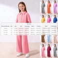 thumbnail image 3 of EGNMCR Long Sleeve Turndown Collar Set Children's Solid Color Long Sleeve Turn-Down Collar Button-Up Top With Elastic Waist And Pockets And Pants Set Girl polyester set, 3 of 8
