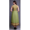 thumbnail image 4 of Bimba Robe Anarkali Vert Olive à 4 Feuilles, Col Mandarin, Sans Manches, Kurtis pour Femmes, Robe Maxi à Imprimé, XX-Grand, 4 of 6