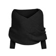 thumbnail image 4 of RXIRUCGD Women's Casual Solid Color Irregular Pullover Solid Color Sweater Shawl( Black ), 4 of 4